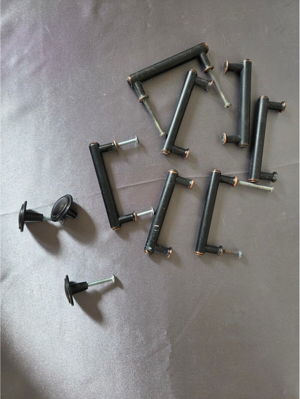 Antique Cabinet pullsand black knobs